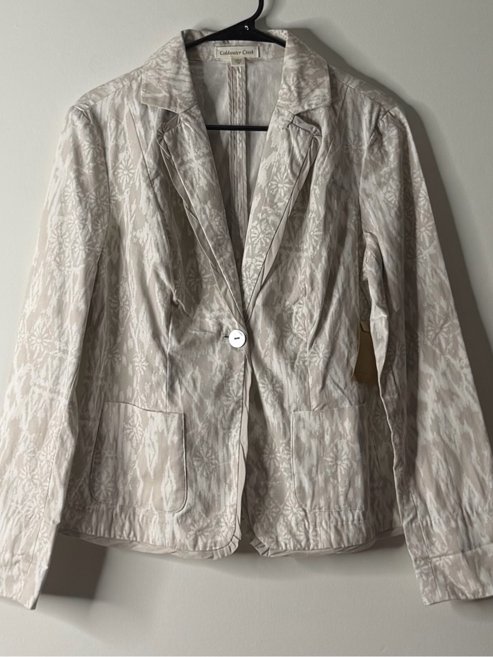 Coldwater Creek Cream Patterned Single-Button Blazer